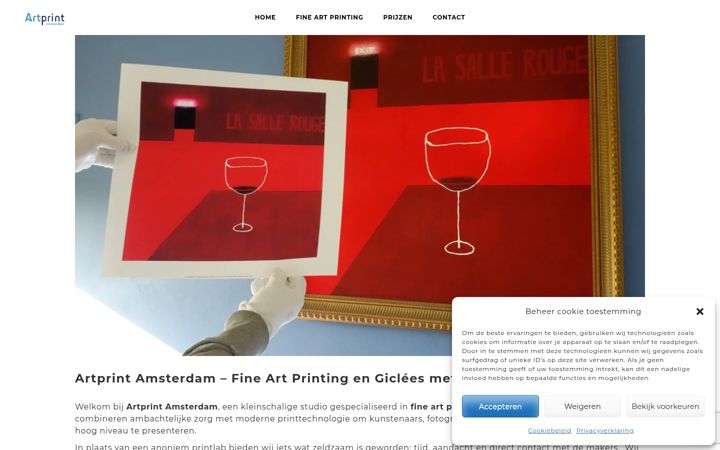 Screenshot of artprint.amsterdam