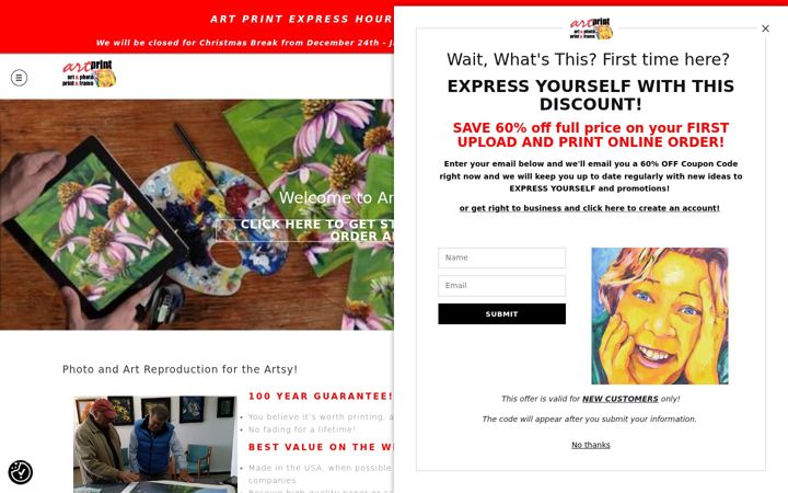 Captura de ecrã de artprintexpress.com
