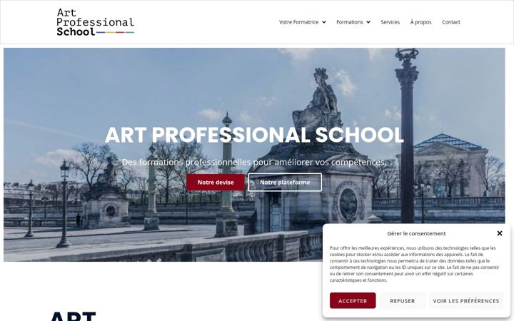 Screenshot of artprofessionalschool.com