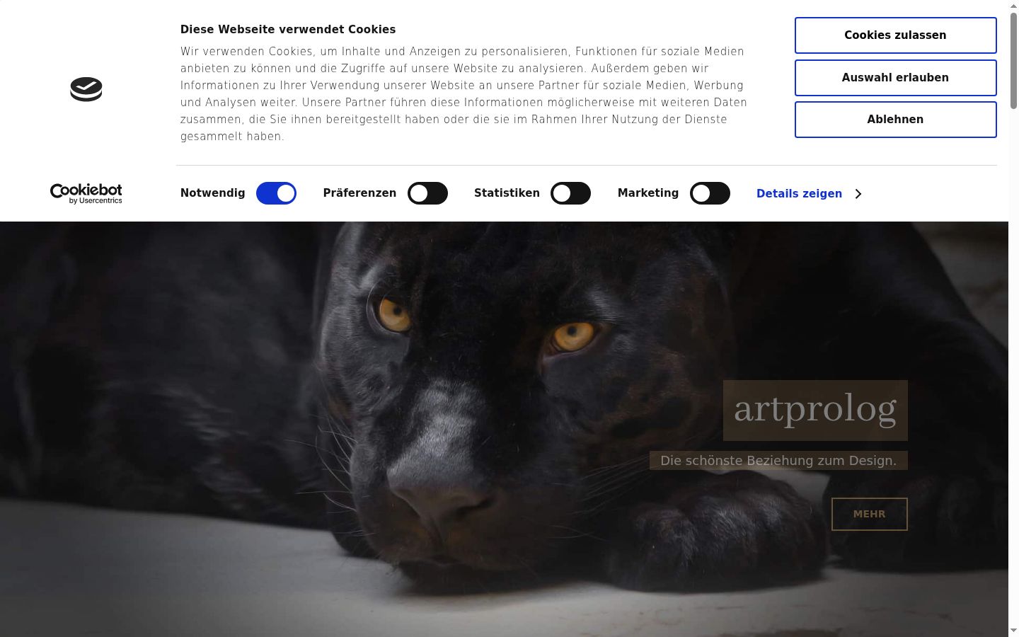 Captura de pantalla del banner de consentimiento mostrado antes de cualquier interacción