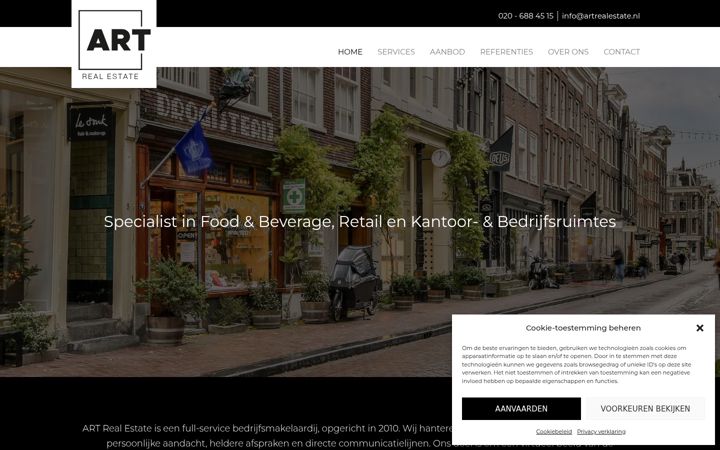 Captura de ecrã de artrealestate.nl