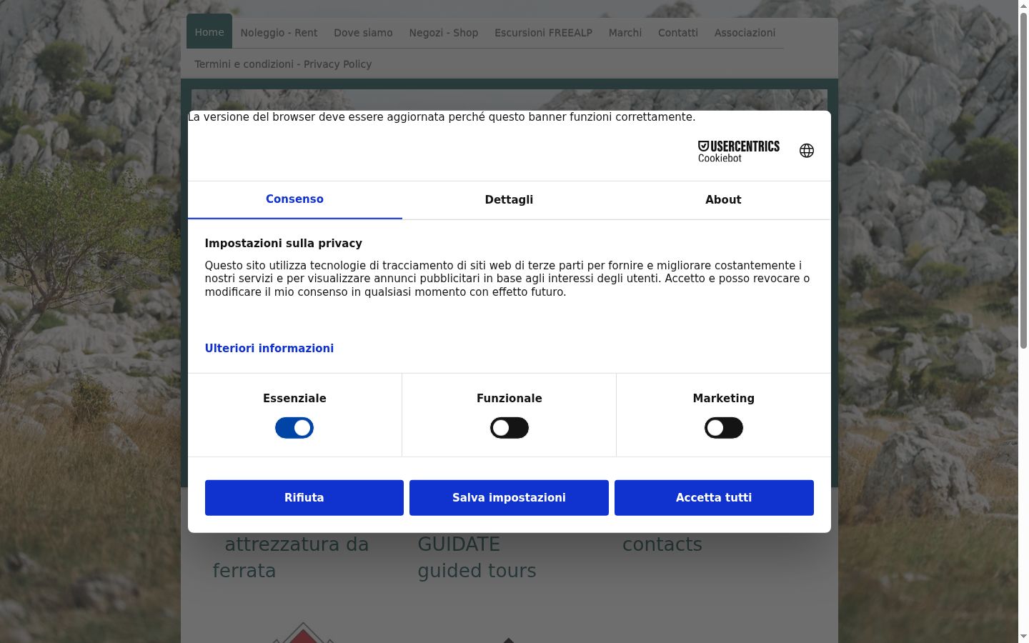Screenshot of the consent banner shown before any interaction