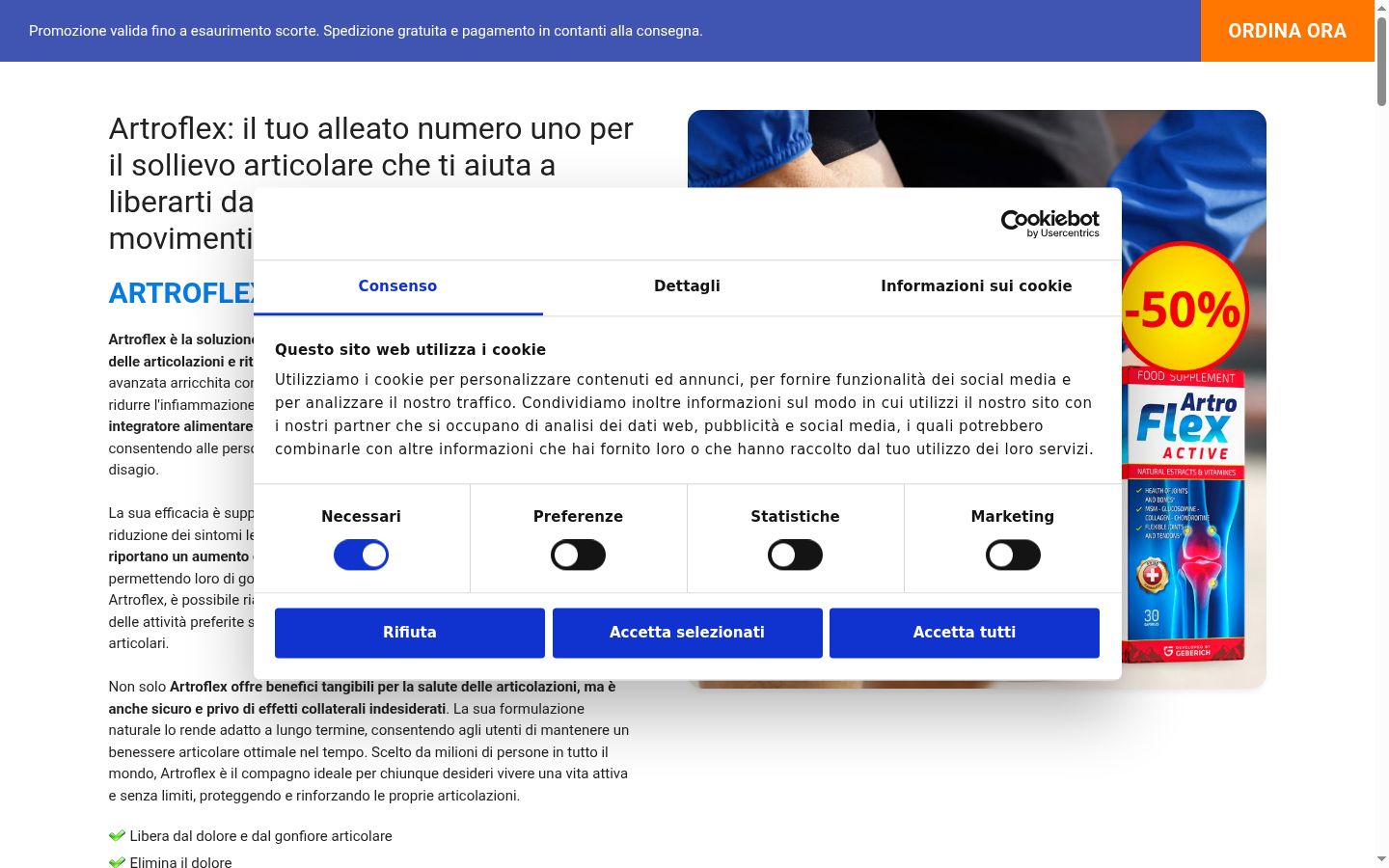 Capture d'écran de la bannière de consentement affichée avant toute interaction