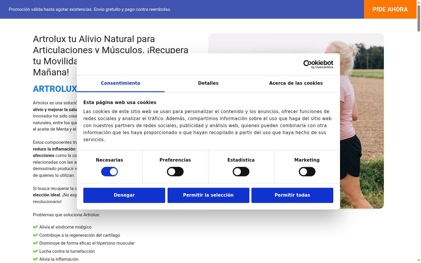 Capture d'écran de la bannière de consentement affichée avant toute interaction