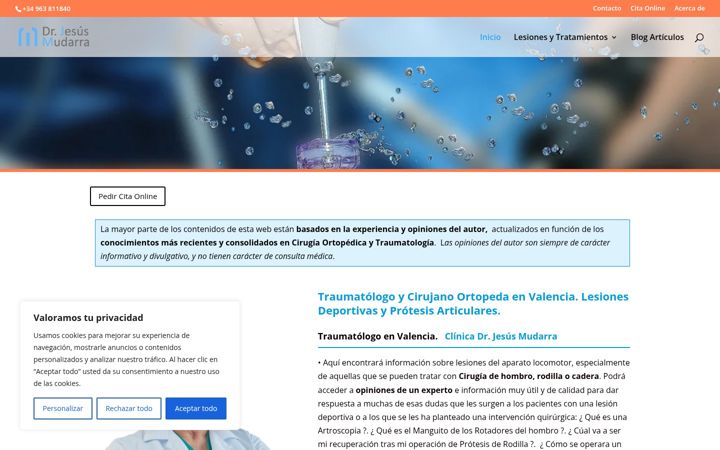 Screenshot του artroscopiadrmudarra.com