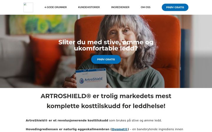 Screenshot of artroshield.no