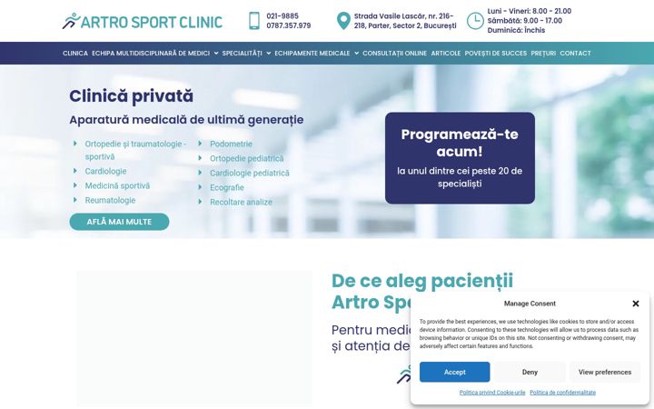 Screenshot van artrosport.ro
