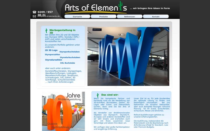 Screenshot of arts-of-elements.de