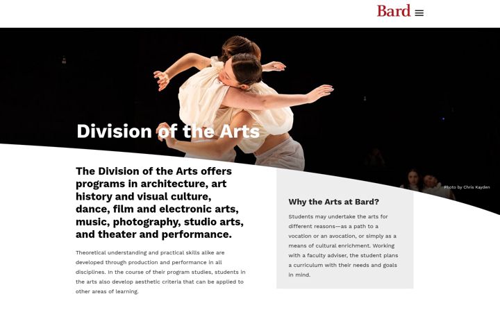 Screenshot of arts.bard.edu
