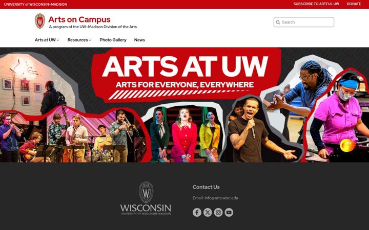 Screenshot of arts.wisc.edu