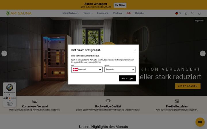 Screenshot of artsauna.de