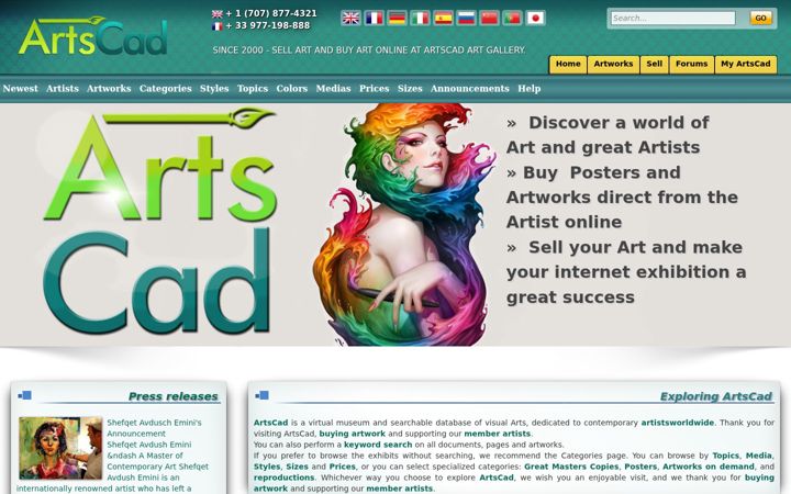 Screenshot of artscad.com