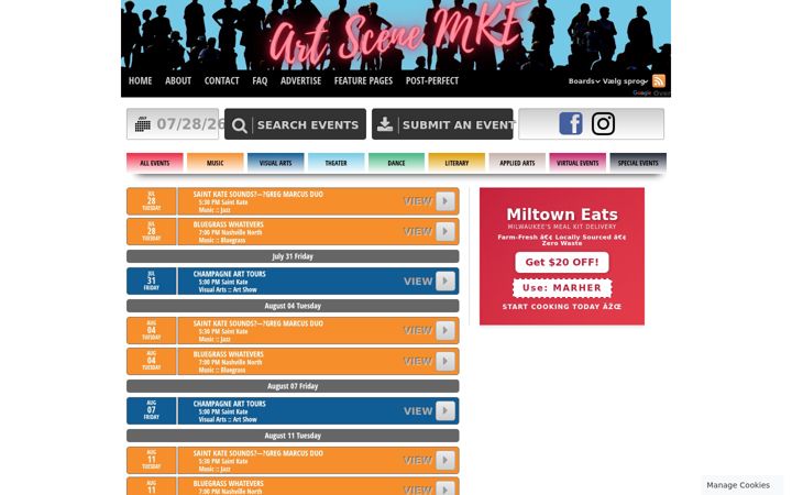 Captură de ecran a artscenemke.com