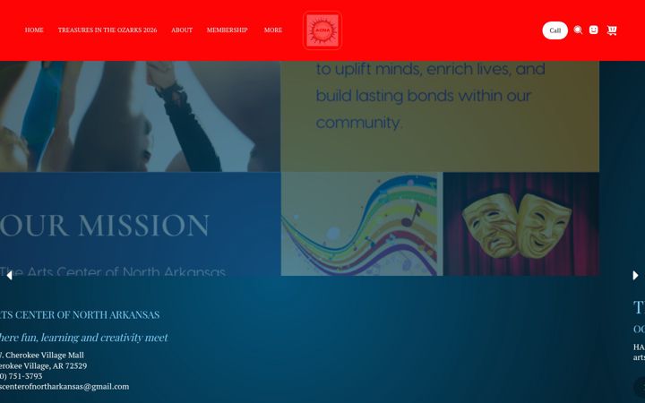 Screenshot von artscenterofnortharkansas.org