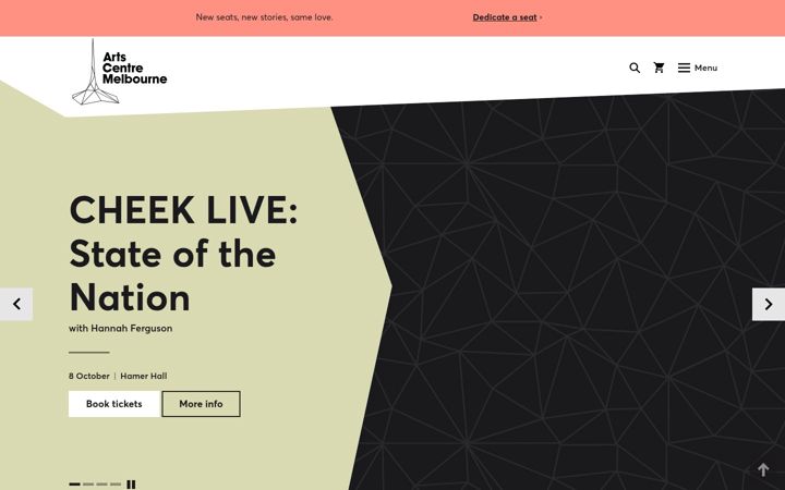 Screenshot of artscentremelbourne.com.au