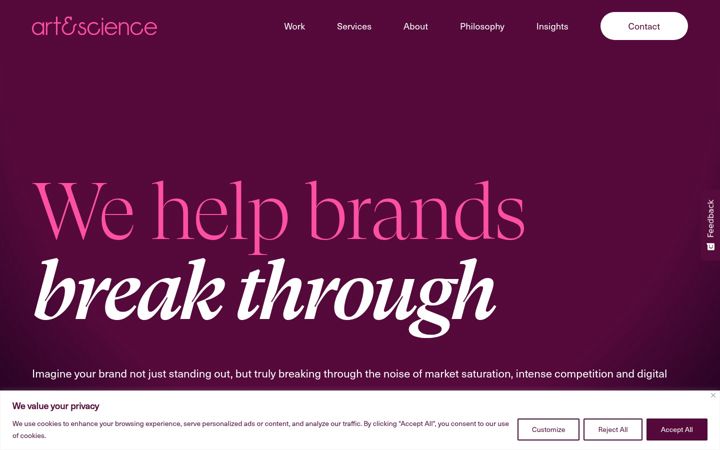 Screenshot of artscience.ca