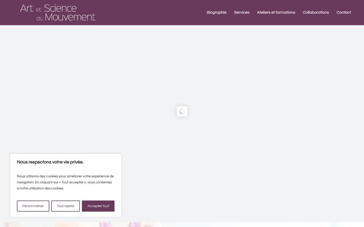 Captură de ecran a artsciencemouvement.com