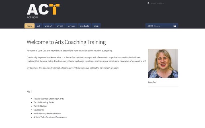 Captură de ecran a artscoachingtraining.com