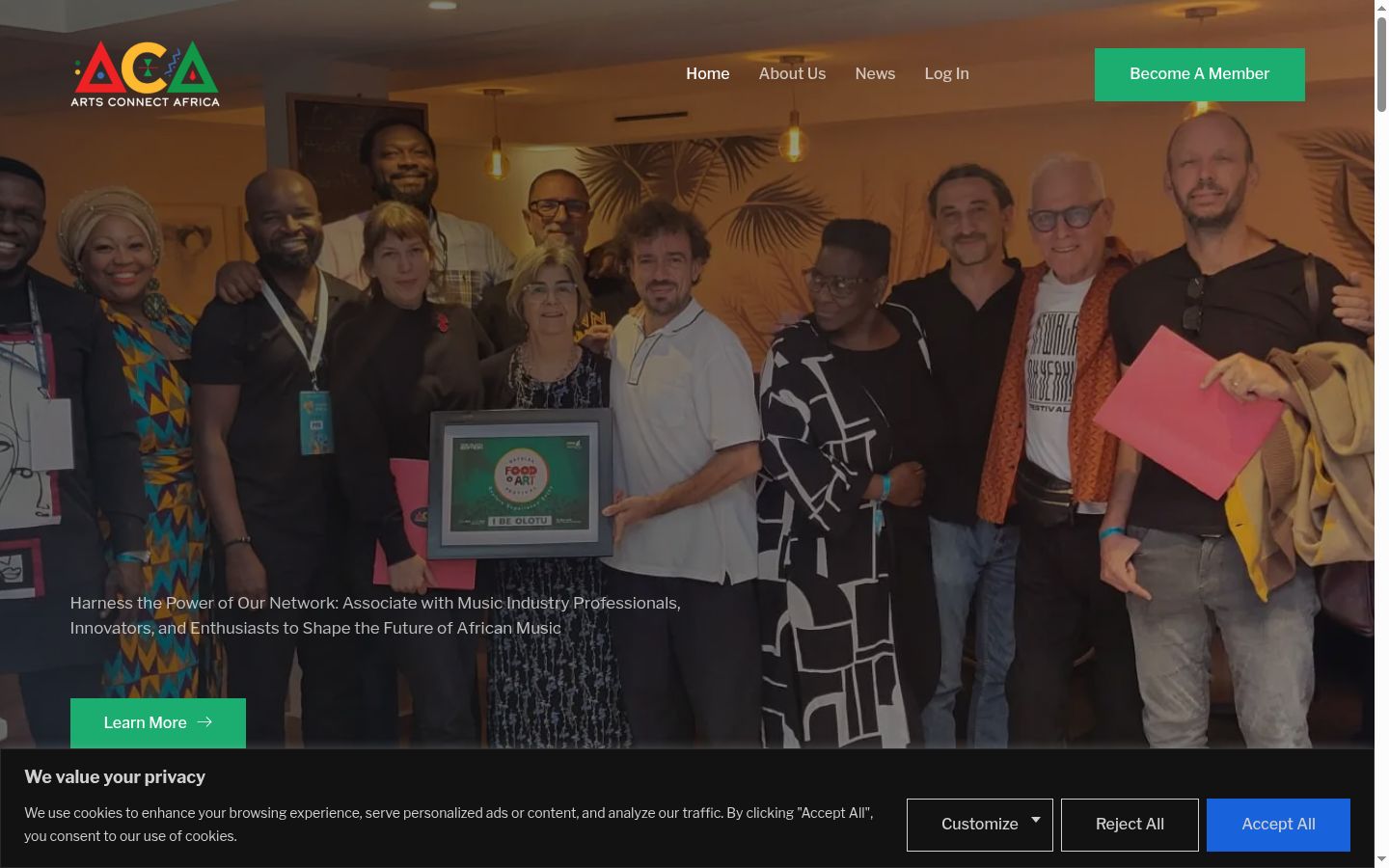Screenshot of the consent banner shown before any interaction