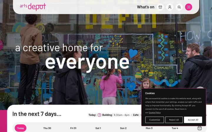 Screenshot von artsdepot.co.uk
