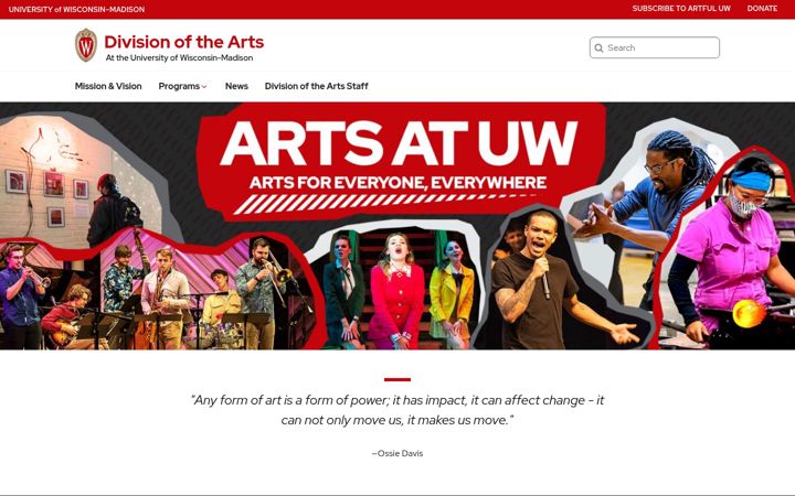 Screenshot of artsdivision.wisc.edu
