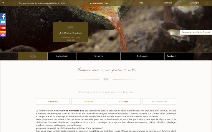 Screenshot of artsfusionsfonderie.fr