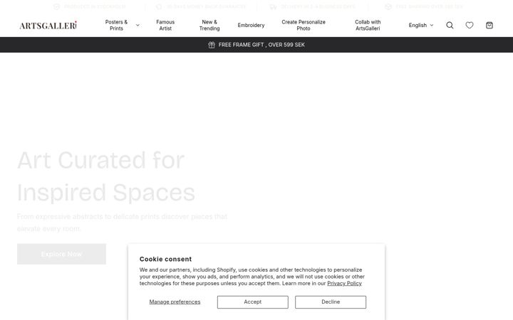 Screenshot of artsgalleri.com