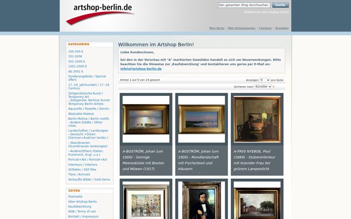 Screenshot of artshop-berlin.de
