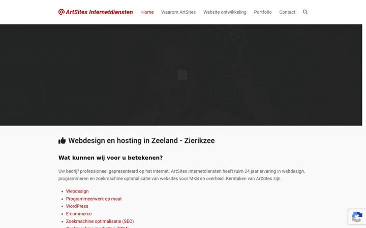 Kuvakaappaus sivustosta artsites.nl