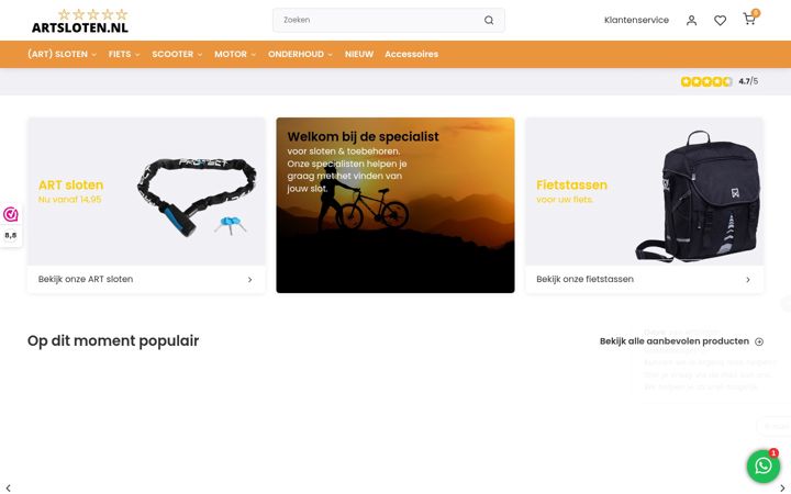 Skärmbild av artsloten.nl