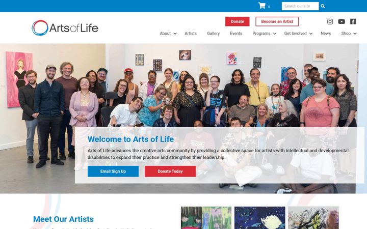 Captura de pantalla de artsoflife.org