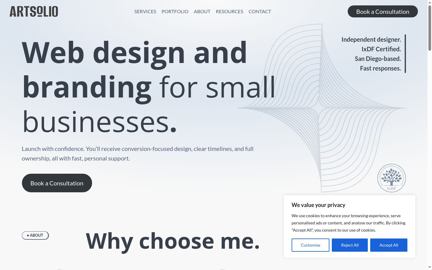 Screenshot of the consent banner shown before any interaction