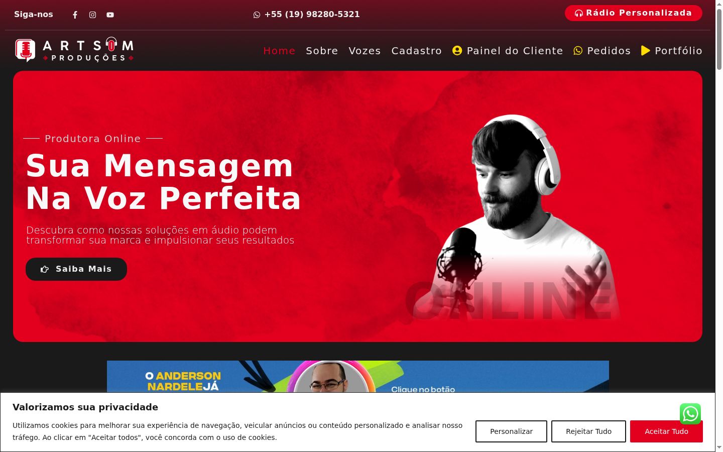 Screenshot des Einwilligungsbanners vor jeglicher Interaktion