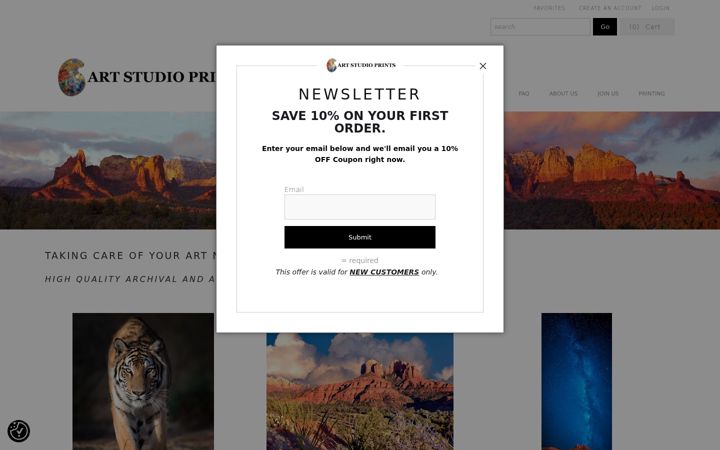 Screenshot του artstudioprints.com