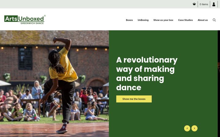 Screenshot of artsunboxed.com