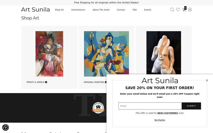 Posnetek zaslona artsunila.com