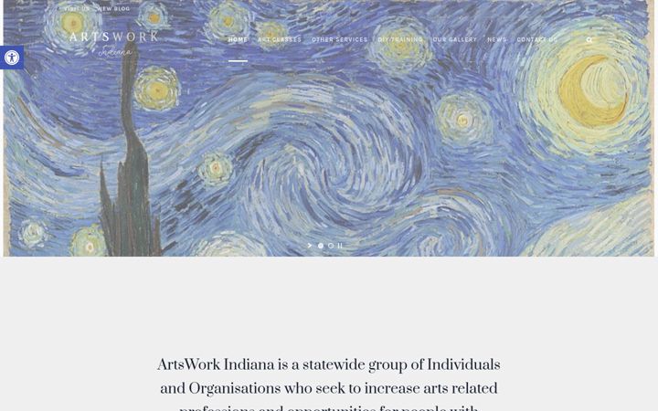 Screenshot stránky artsworkindiana.org