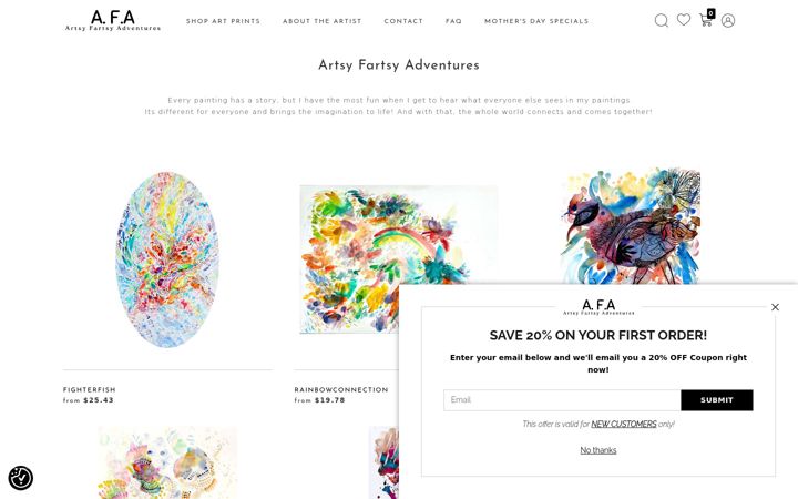 Screenshot of artsyfartsyadventures.com