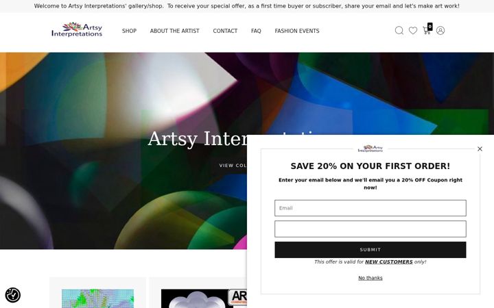 Ekrano kopija artsyinterpretations.com