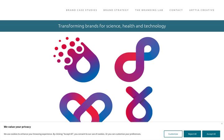 Skærmbillede af arttia-branding.com