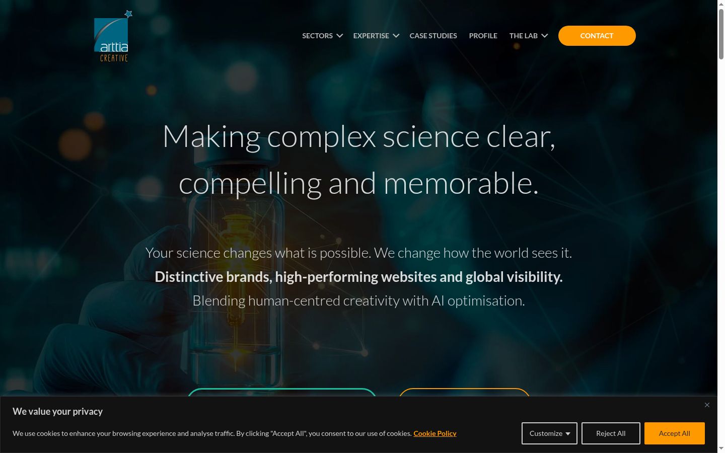 Screenshot of the consent banner shown before any interaction