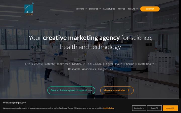 Screenshot of arttia.co.uk