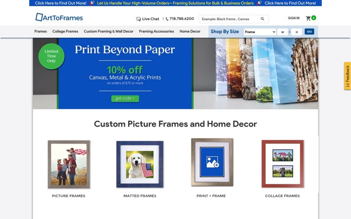 Screenshot of arttoframe.com