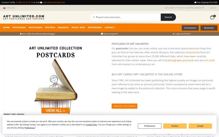Screenshot of artunlimitedshop.co.uk