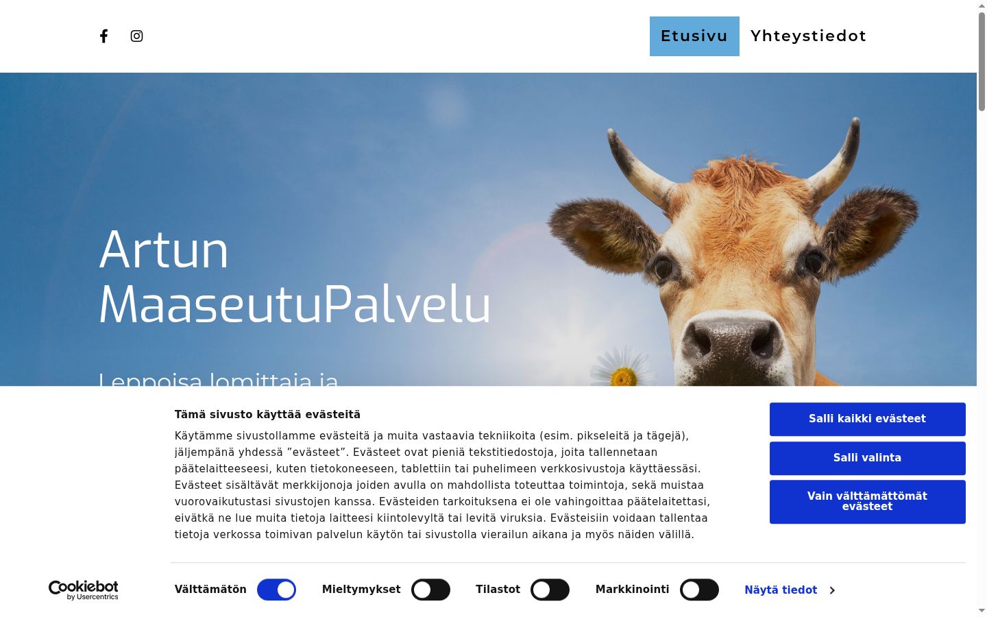 Captura de ecrã do banner de consentimento apresentado antes de qualquer interação