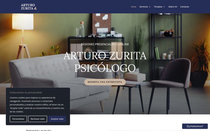 Captura de pantalla de arturozuritapsicologo.es