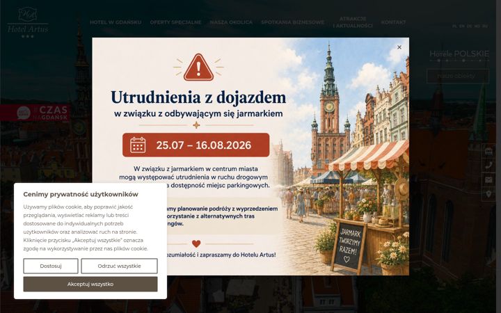Screenshot of artushotel.com.pl