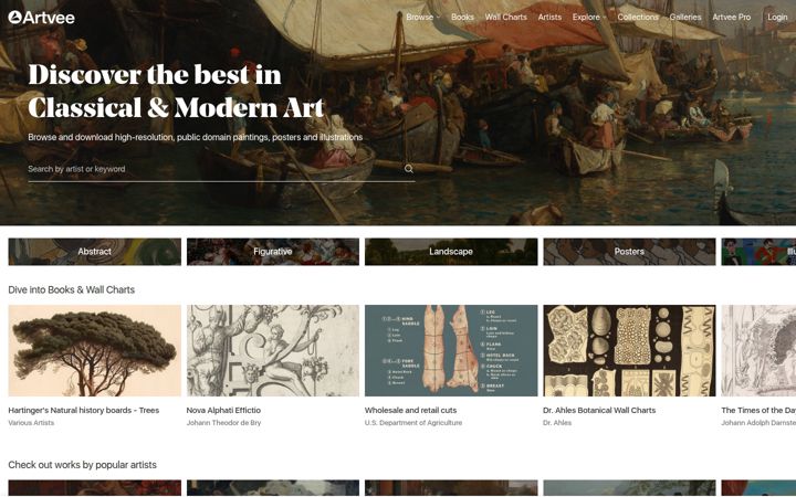Screenshot of artvee.com