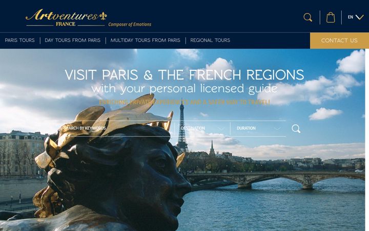 Captură de ecran a artventures-france.com