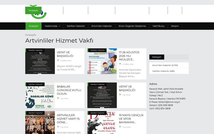 Screenshot of artvin.org.tr